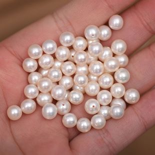 3-8mm Half Hole Strong Light Near Round Scattered Beads Natural Freshwater Pearl Particles Naked Beads Handmade DIY Earrings Pearl Accessories