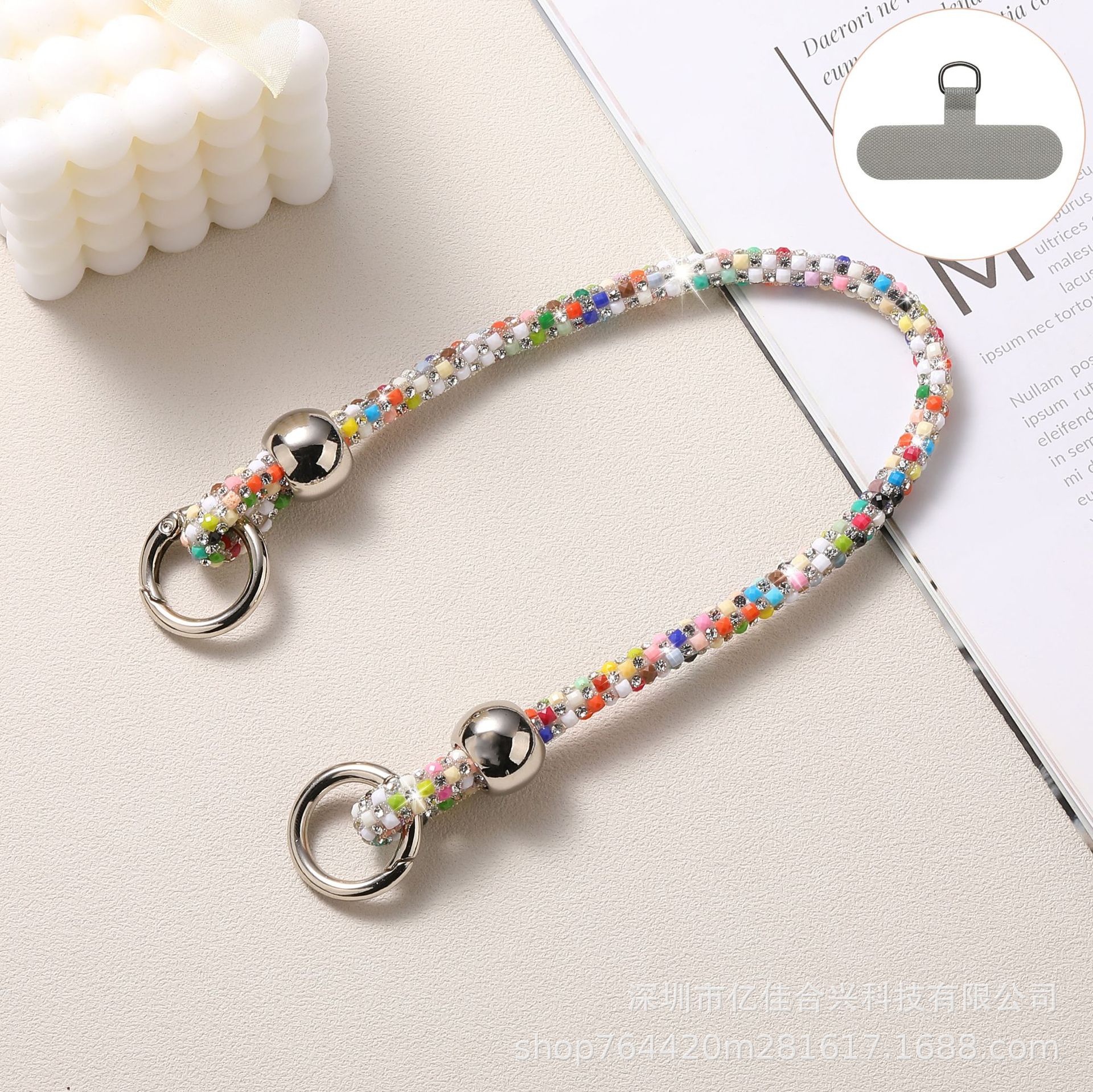 Estilo coreano ins cuentas redondas color diamante pulsera bolso colgante cadena de teléfono móvil al por mayor aplicable funda para teléfono móvil funda para auriculares nuevo