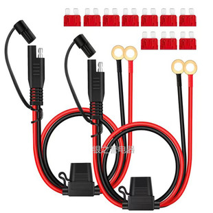 Ring terminal wiring harness SAE battery extension cord 2FT 16AWG10A fuse SAE connector 2 pieces