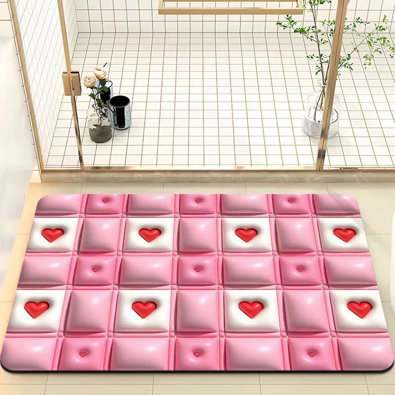 Мультяшная Bath Mat, 3D Face Blush Crystal Velvet, впитывающая влагу, разные размеры