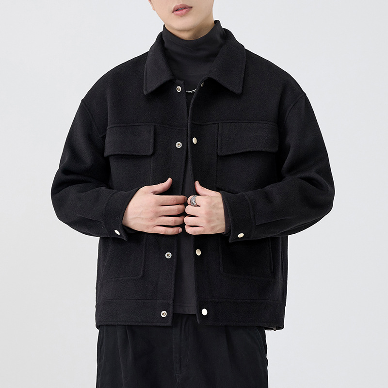 2025 invierno nuevo chaqueta de lana de doble cara chaqueta de moda para hombres chaqueta casual suelta sin