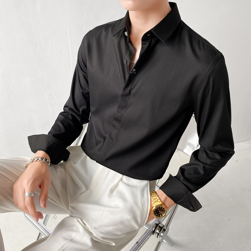 Autumn New Men's Long-Sleeved Shirt 2025 Trendyy Embroider Fashion Ins Business Casual No-Iron Shirt Men's Clothing