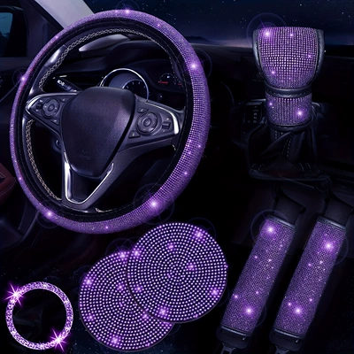 drill gear sleeve seat belt shoulder | Steering wheel cover - purple-38cm