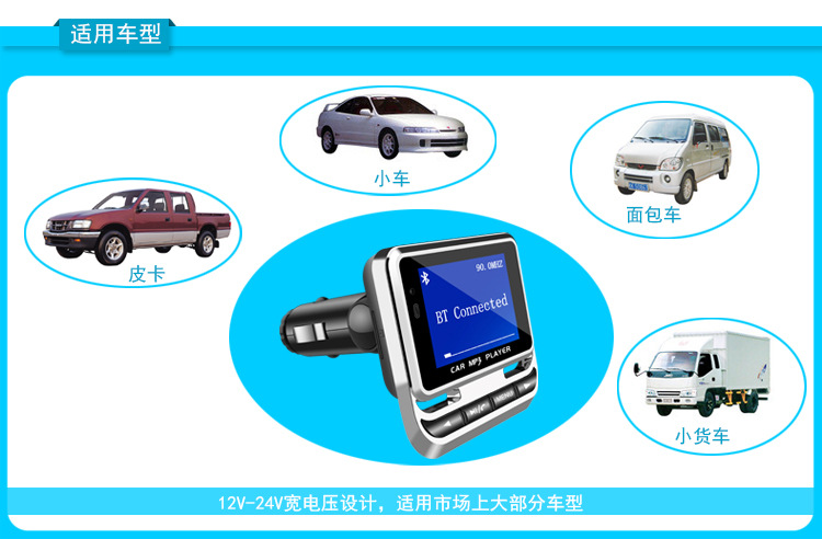 FM12B cross-border car Bluetooth MP3 player supports card insertion, remote control, and music playback transmitter