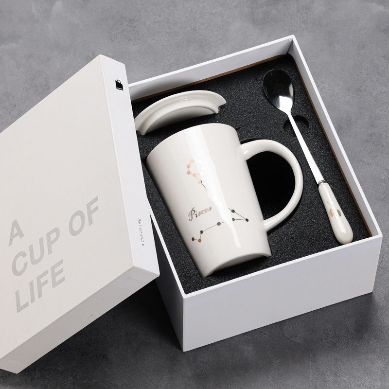 12 12 tazas de cerámica constelación tazas de agua tazas de tazas marcadas tazas de café con cubierta impresa LOGO