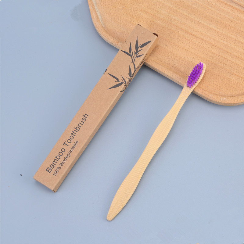 Cepillo de dientes y set de cepillos de dientes para hotel, cerdas suaves de carbón de bambú, desechables, mango de calabaza, cerdas duras, bolsa de papel de bambú, caja de papel, ecológico