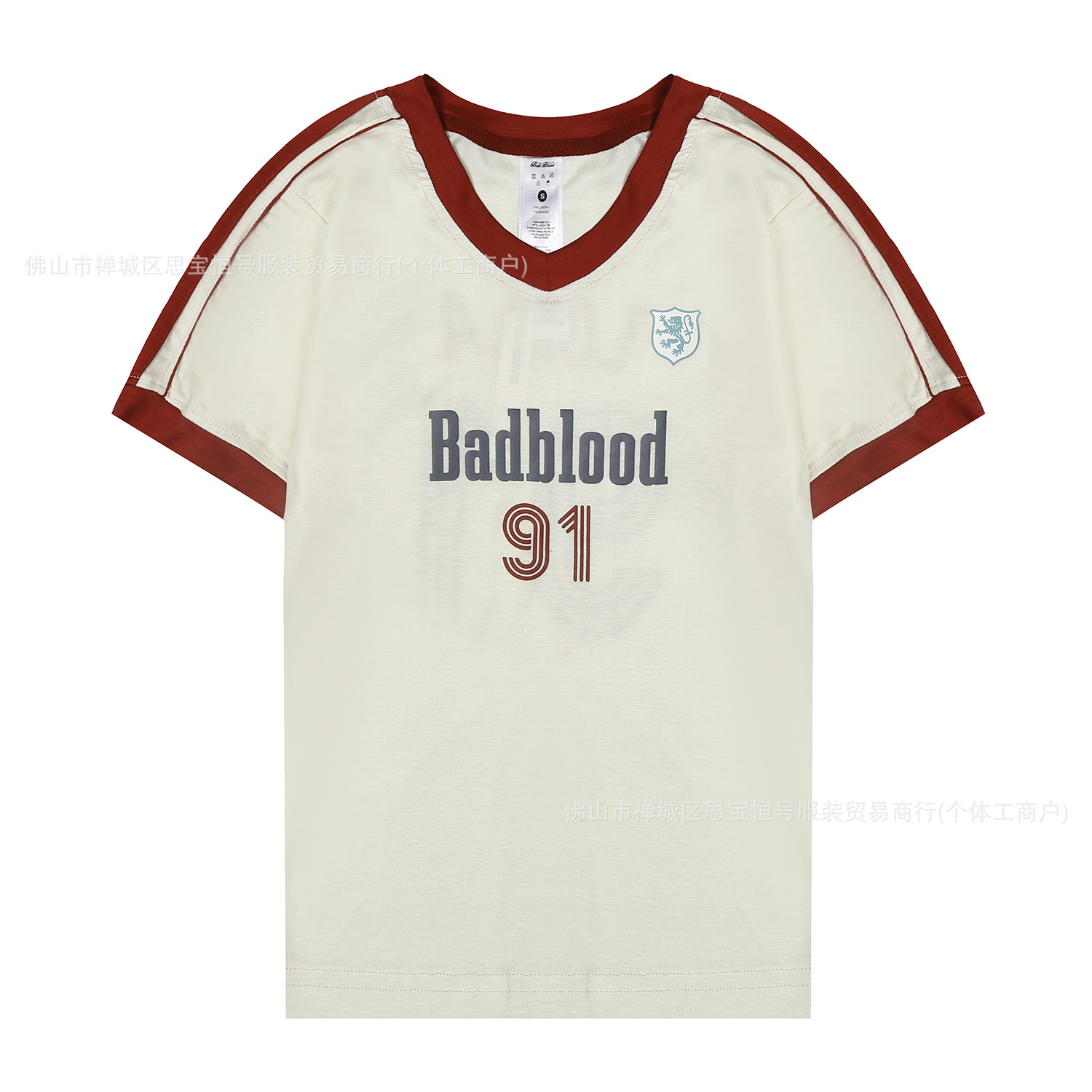 Badblood ルーズ Tシャツ レディース 夏新作 V ネック半袖ジャージ カレッジスタイル アメリカンレター刺繍トップ トレンド