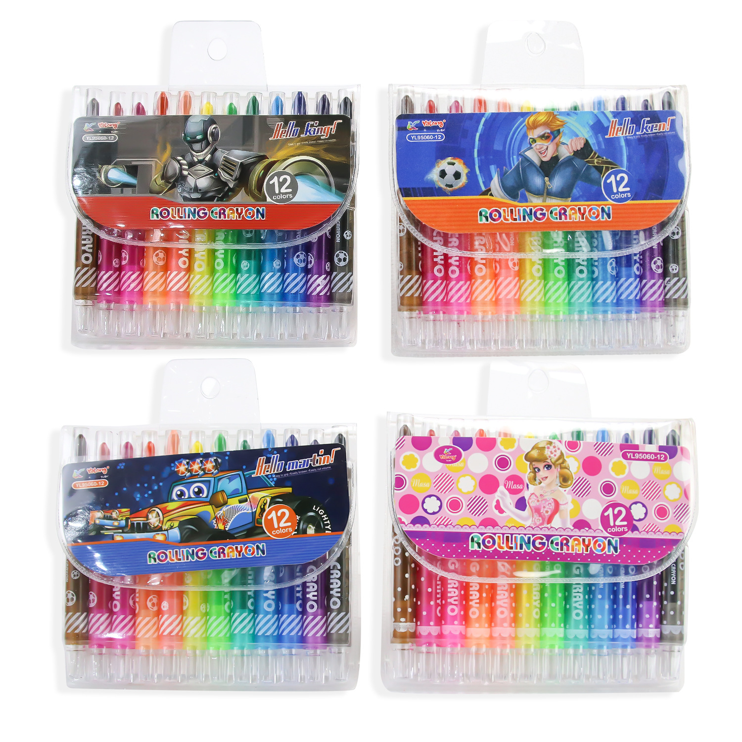 Crayones Giratorios Infantil de Plástico de 12 Colores que No Ensucian las Manos