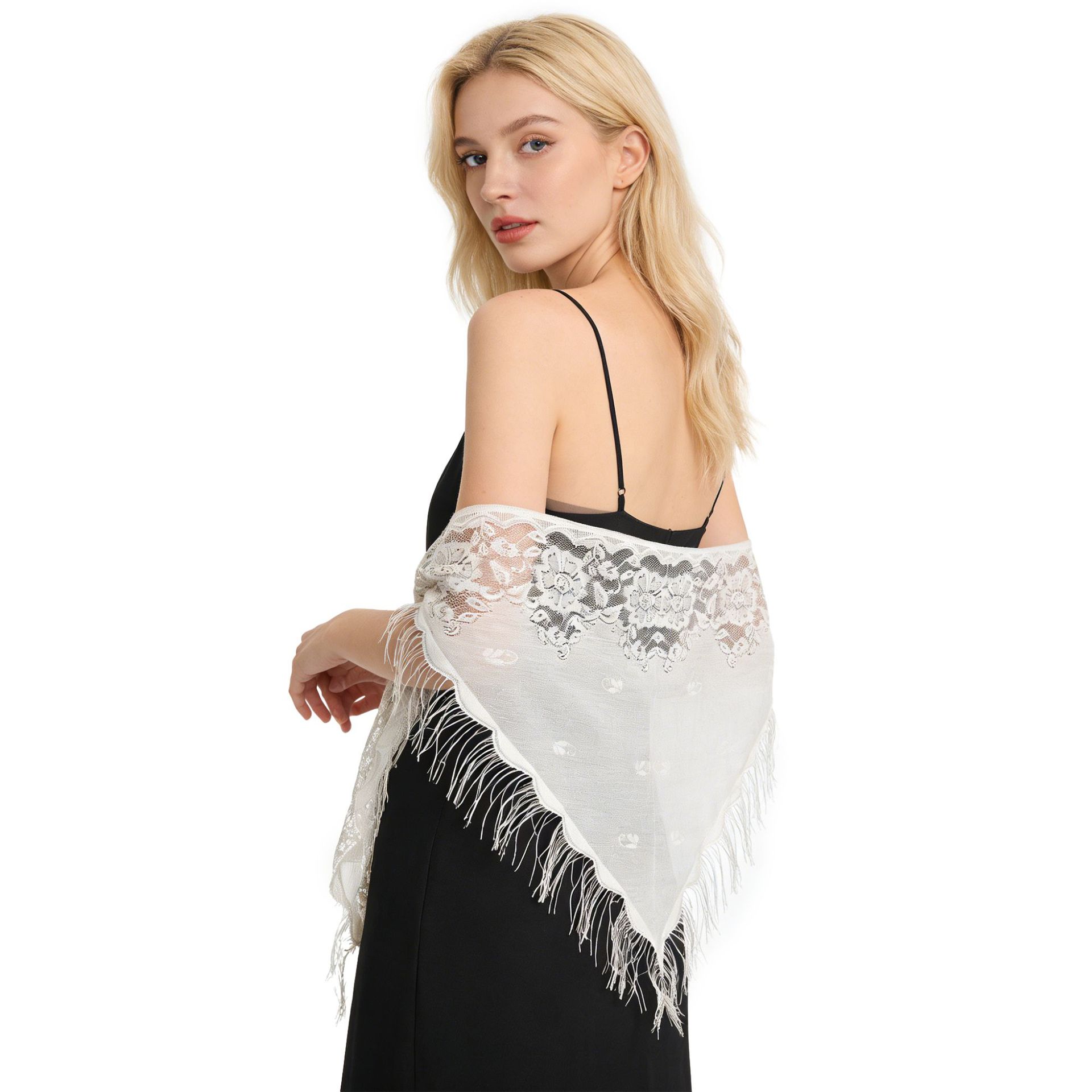 Lace Shawl Triangle Scarf For Wedding Bridesmaid And Party Wear_voghion.com
