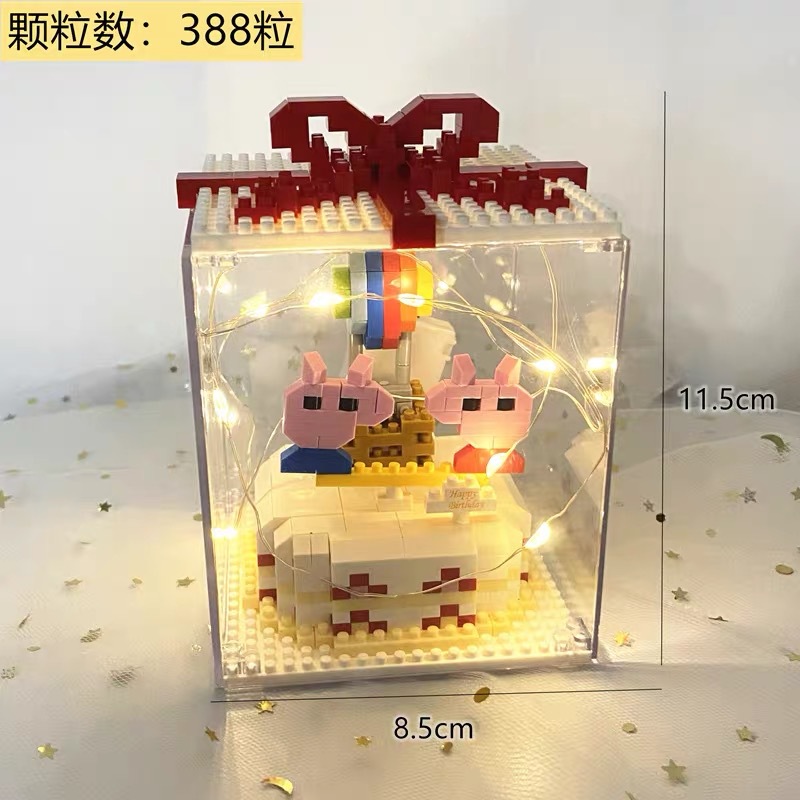 Torta de cumpleaños micro diamante pequeña partícula bloques construcción novias lindas regalo chica serie juguetes al por mayor regalos del estudiante