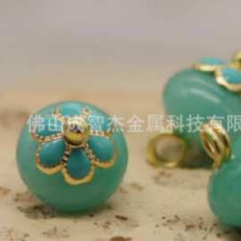 国风扣子半山半水湖水蓝算珠钮扣 玉兰花开压襟钮扣 遇见春天扣子