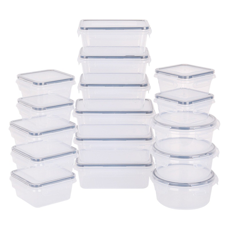 16-piece refrigerador de grado alimenticio más crujiente caja de almacenamiento de clasificación de alimentos de frutas y verduras granos de cocina caja de almacenamiento de PP