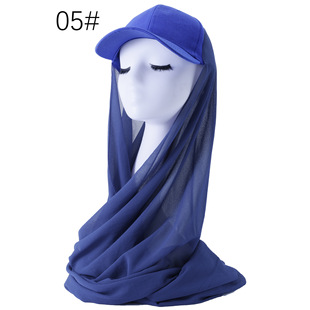 New Brim Style Solid Color Chiffon Scarf Women's Baseball Cap Brim Style Middle Eastern Versatile Pullover Turban Hat
