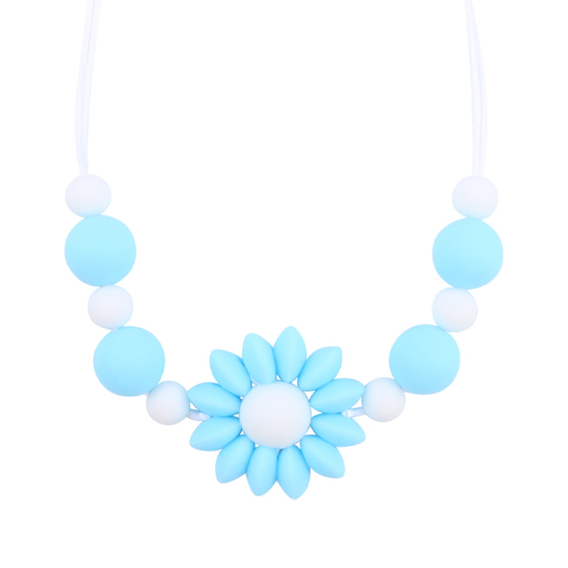 Bebé collar de flores de dibujos animados bebé creativo cuentas de silicona mordedura molar masticable COLLAR COLGANTE hecho a mano