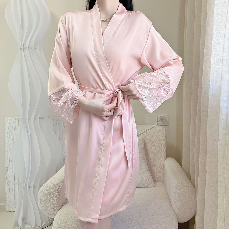 Pijama, thin silk bathrobe, plus size