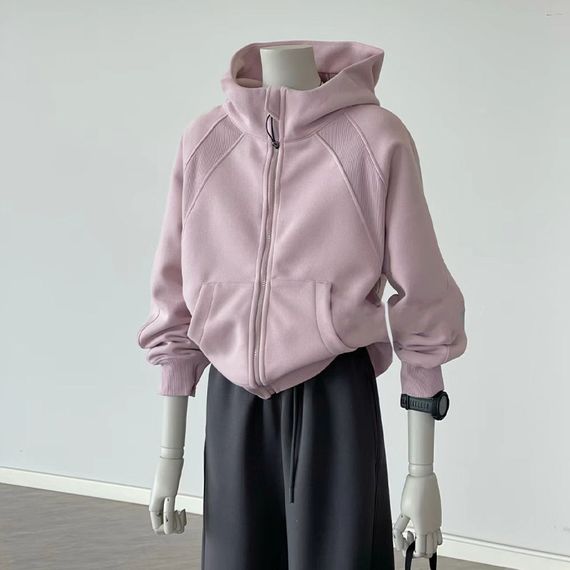 Pink short sweatshirt jacket for women, spring and autumn 2026 new model, thin autumn style, hooded cardigan for petite individuals, sports top Pink short sweatshirt jacket for women, spring and autumn 2026 new model, thin autumn style, hooded cardigan for petite individuals, sports top