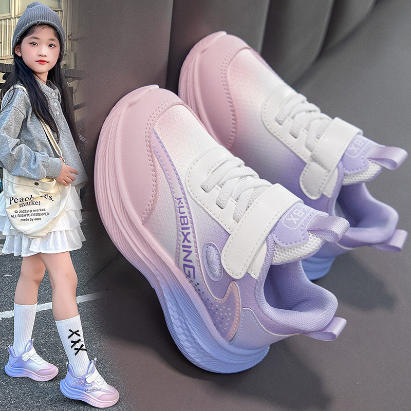 Girls' Leather Sports Shoes 2025 Autumn and Winter Kidsren's Dad's Shoes Soft Sole Medium and Large Kidsren's Girls' Running Shoes Casual Shoes