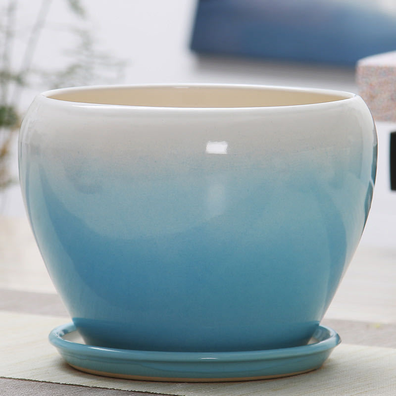 Ceramic white split big extra large flowerpot