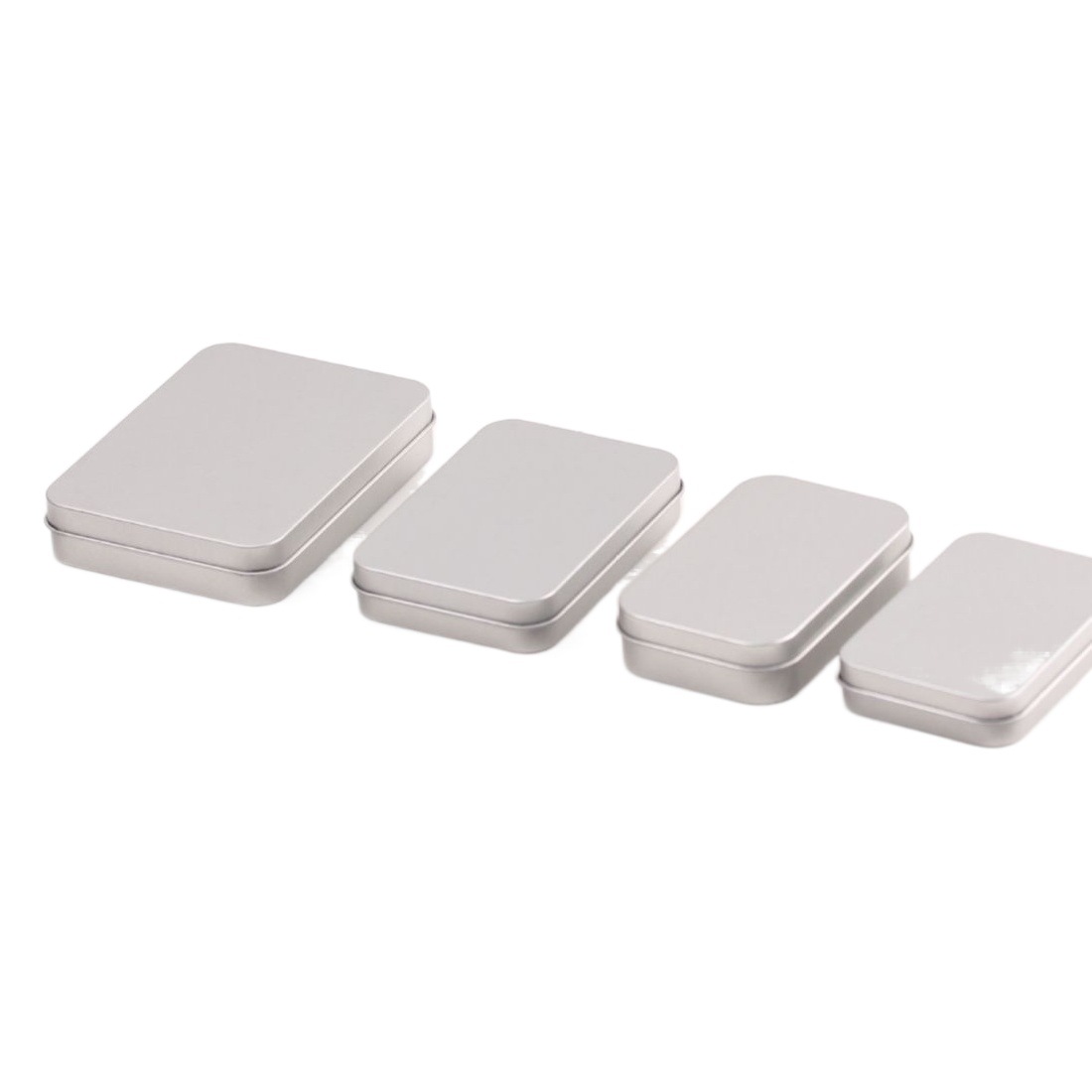 Caja de metal con tapa abatible para cartas de juego, caja de metal para herramientas de manicura, caja rectangular de metal para cortaúñas