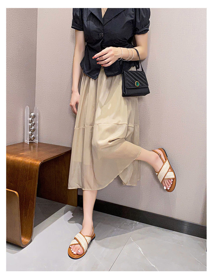 Dép sandal nữ quai chéo mũi tròn hở ngón đế dày phối màu, đế cao 3 cm — Màu Mơ (Dép lê), Màu Mơ (dép), Màu nâu (dép), Màu đen (dép) chi tiết 58