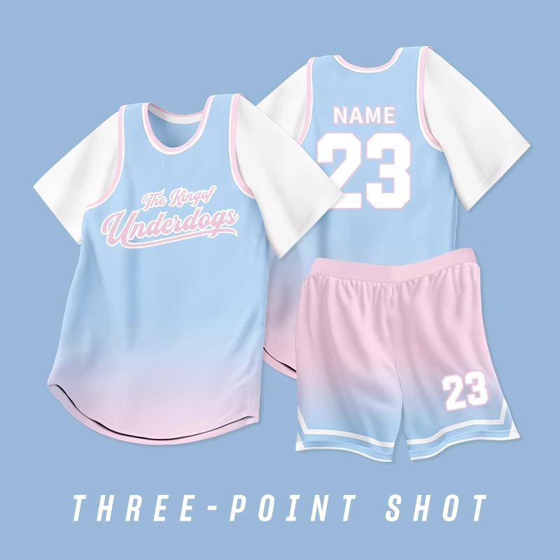 Summer New Basketball Uniform Suit Men's School Team Basketball Game Jersey Women's Short-Sleeved Class Uniform Basketball Jersey Custom Printed Number