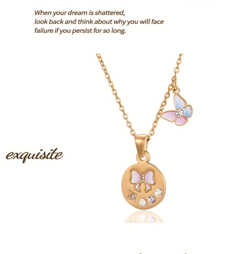 Women's Gender Wholesale Jewelry Elegant Sweet Streetwear Geometric Butterfly Titanium Steel Plating Pendant Necklace