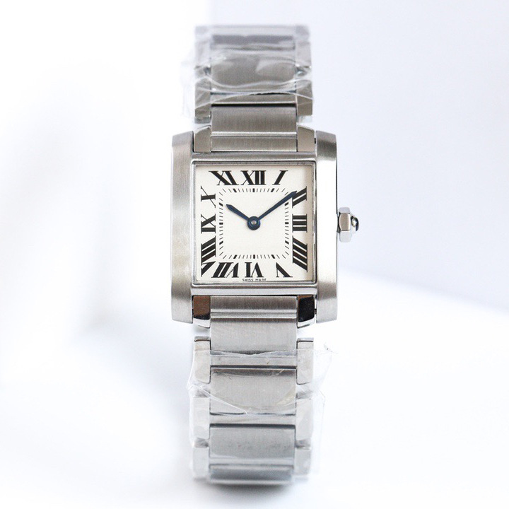 A Popular Classic Kajia Square Steel Strap Must Tank Santos Couple Diamond-Encrusted Popular Women's Watch