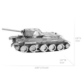 T34坦克DIY手工3D金属拼图成人立体模型拼插拼装益智玩具高