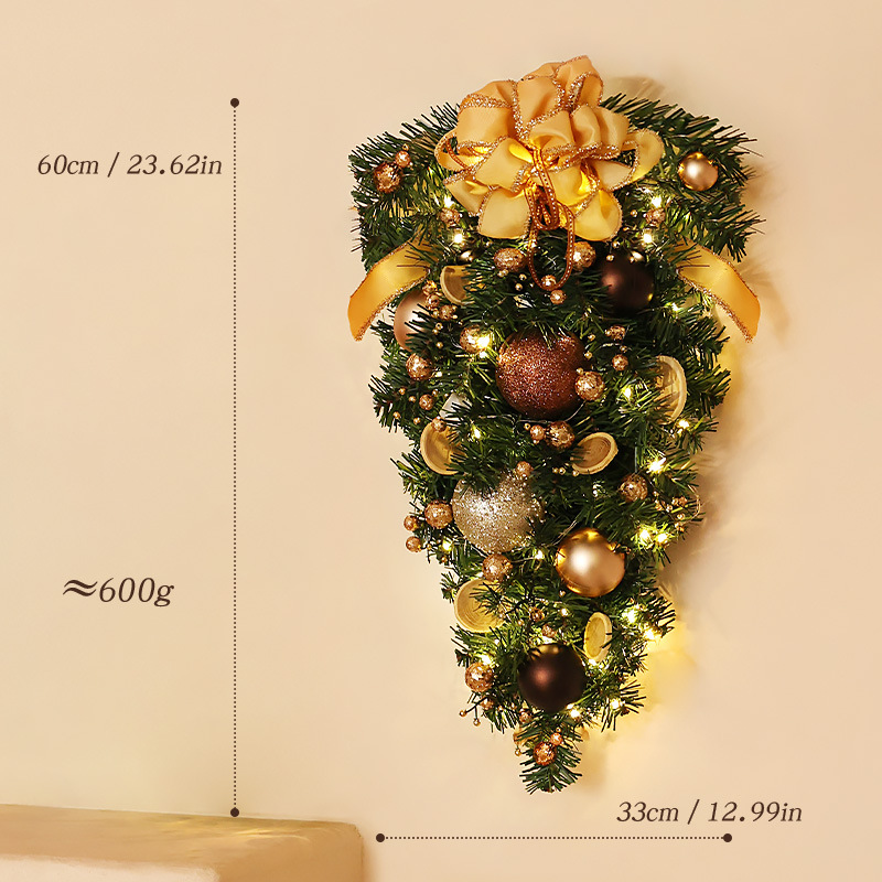 Venta caliente transfronteriza decoración navideña guirnalda de 40cm al revés escaparate del hotel escena del centro comercial colgante de la puerta colgante de la pared diseño