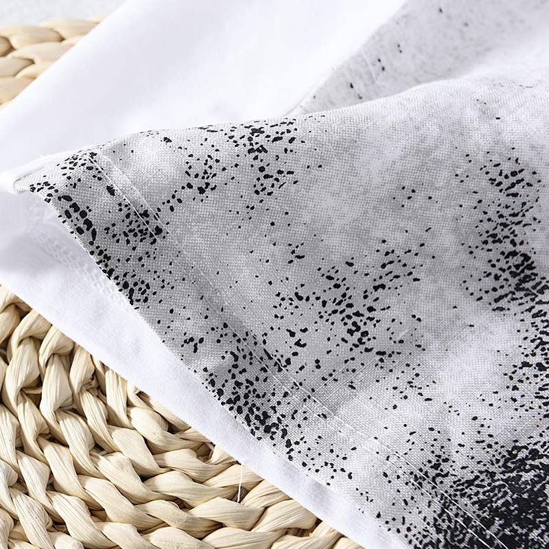 Summer new men's linen patchwork bamboo cotton T-shirt for men's casual short sleeved T-shirt with Chinese style crane print_voghion.com