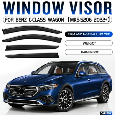 Rain shield – Suitable for - standard-packaging-mercedes-benz-c-class-touring-edition-mk5-s206-2022-plexiglas-with-bright-strips-rain-shield