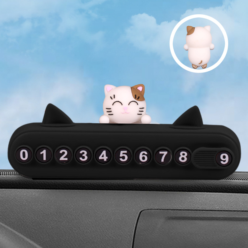 Tarjeta de oreja de gato La caricatura tridimensional puede ocultar la matrícula móvil, el número de teléfono, la señal de estacionamiento digital, el plástico oculto con una tecla