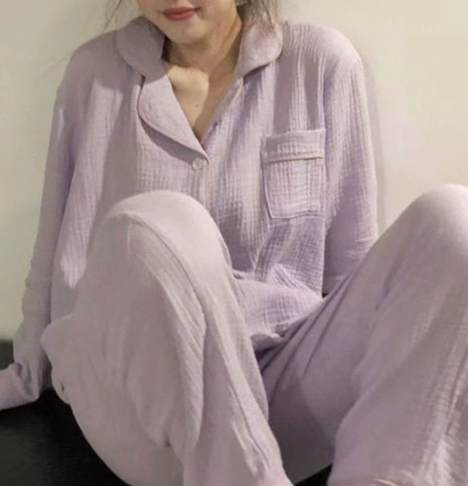 더블 롱 버블 주름 보라색