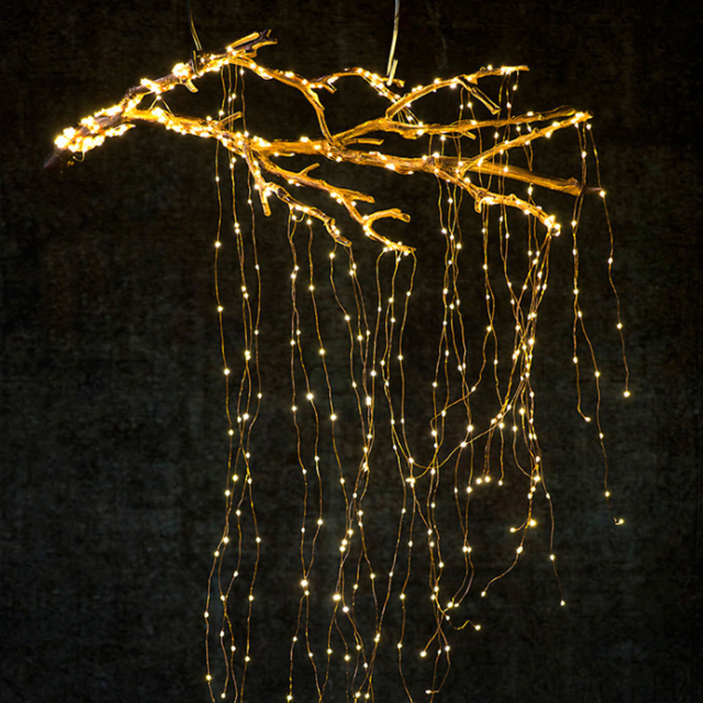 Selección estricta nuevo árbol solar lámpara de ratán LED lámpara de alambre de cobre cadena patio decoración caballo cola lámpara creativa regadera lámpara línea