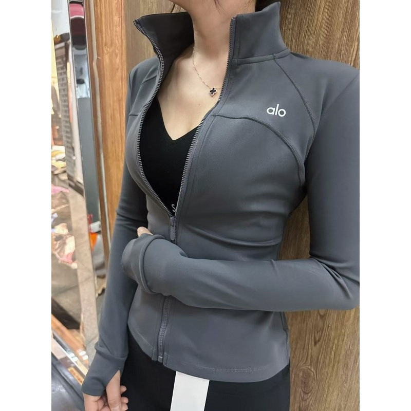 alo light  yoga加绒立领运动外套女显瘦百搭健身服弹力紧身长袖|undefined
