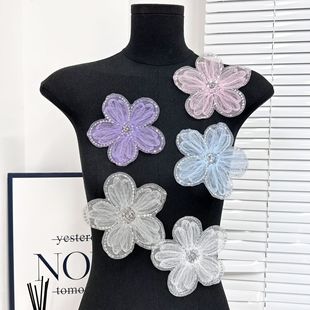 New Handmade Lace Sequins Three-dimensional Flower Cloth Stickers Beaded Clothing Sweater Sweater Decoration Accessories Corsage in stock
