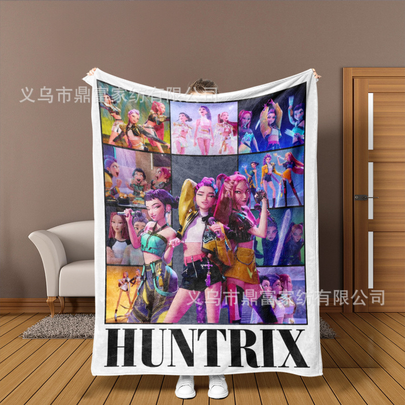 跨境法兰绒毛毯K Pop Demon Hunters Team Anime数码印花毛毯盖毯|undefined
