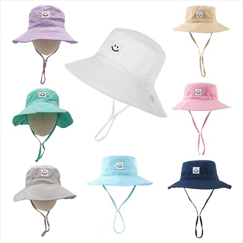 Summer and Autumn Children's Smiling Fishing Hat for Boys and Girls, Sun Protection Hat for Outdoor Beach, Breathable and Sun-Shielding Bucket Hat