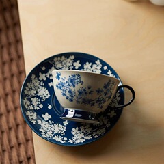レトロで贅沢な青花磁器コーヒーカップ皿家庭用昼寝の高級ラテカップ一杯一皿が親友にプレゼントされる