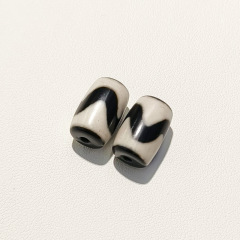 メーカー 11×16mm 小さな Dzi ビーズ ブレスレット、多用途のパッティング オイル加工、黒と白のクラフト パッティング、風化した虎の歯
