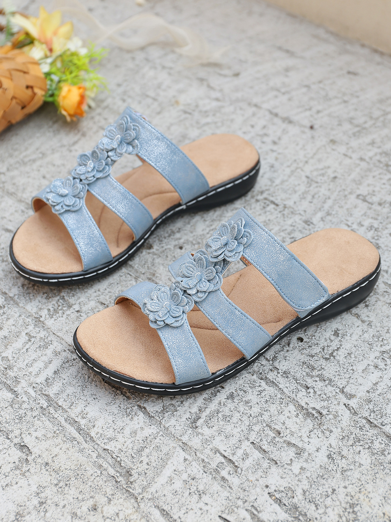 Women's Summer Floral Beach Sandals With Thick Sole Platform_voghion.com