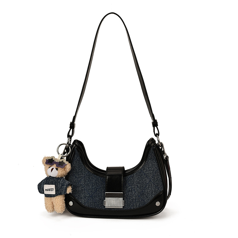 Cross-border 2025 otoño y invierno nueva moda denim bolsos debajo de la braza de la mujer texturas coreanas bolsos de hombro de viaje mochila