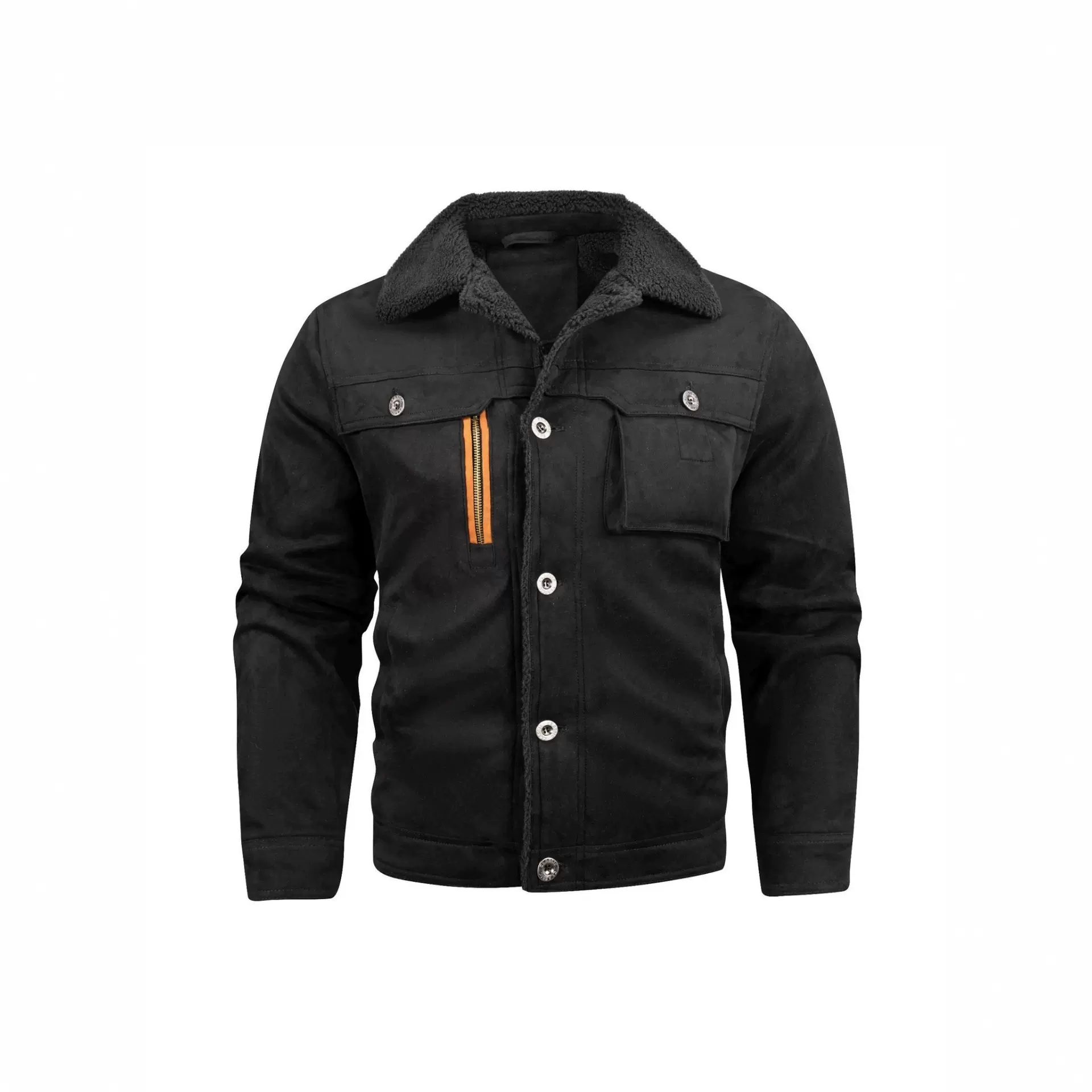 跨境新款秋冬男士鹿皮绒棉服外套冬季加厚棉衣加绒翻领飞行棉服