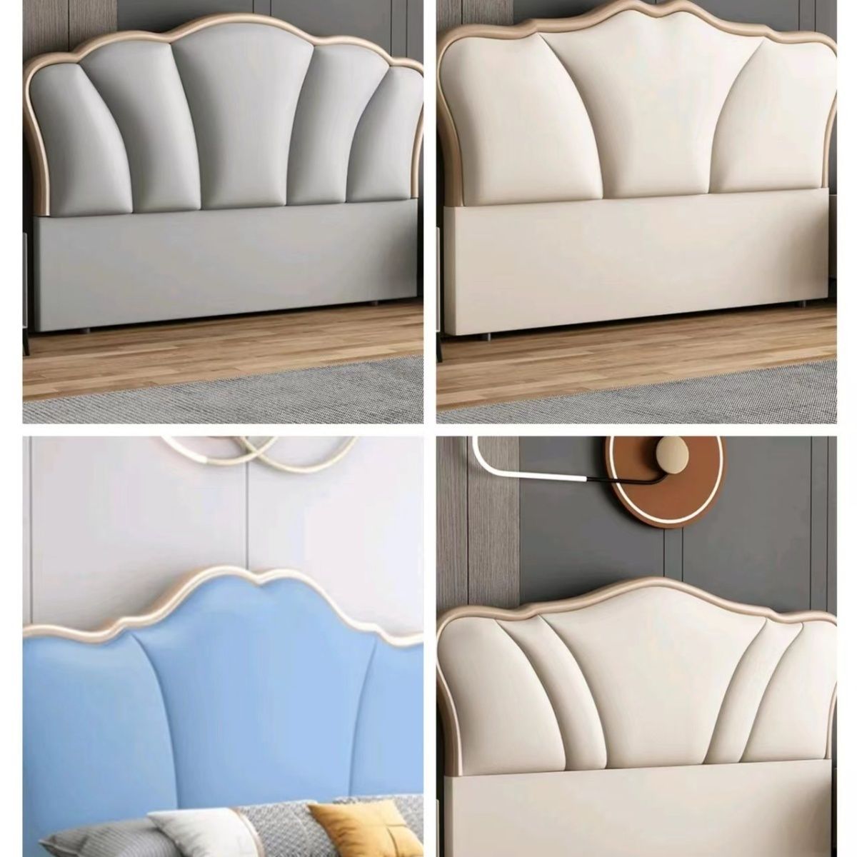 Modern Minimalist Headboard with Backrest, 2023 New Model, Freestanding, Individually Purchased, Soft Upholstered Back Panel, Light Gray and Off-White