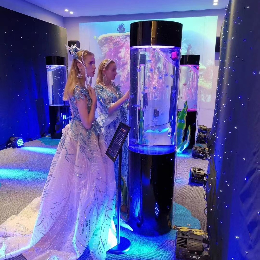 圆柱水母缸 临展水母缸 上滤水母缸 小型水母缸水族箱 亚克力水母