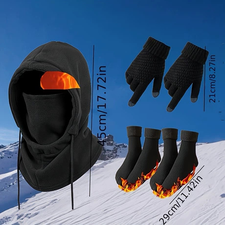 Cross-border foreign trade Temu hot-selling 2-4 piece set of hat, gloves, socks, and cold-proof face mask supports dropshipping and labeling