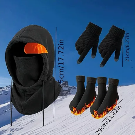 Cross-border foreign trade Temu hot-selling 2-4 piece set of hat, gloves, socks, and cold-proof face mask supports dropshipping and labeling