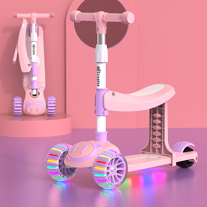 Spot de comercio exterior scooter al por mayor para niños tres en uno sentado y resbaladizo para hombres y mujeres, música para bebés, patinaje ligero