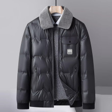 贝哆哈羽绒服男式保暖冬季中年爸爸冬装鸭绒毛领可拆夹克休闲外套