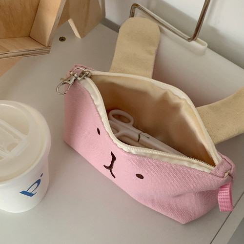 Original cute large-capacity primary and secondary school student stationery bag multi-functional stationery storage bag coffee puppy canvas pencil bag